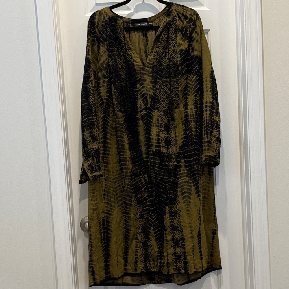 ANTIK BATIK ARTISAN Hand-Dyed Tunic Dress resort wear vacation one of a kind - Picture 4 of 12